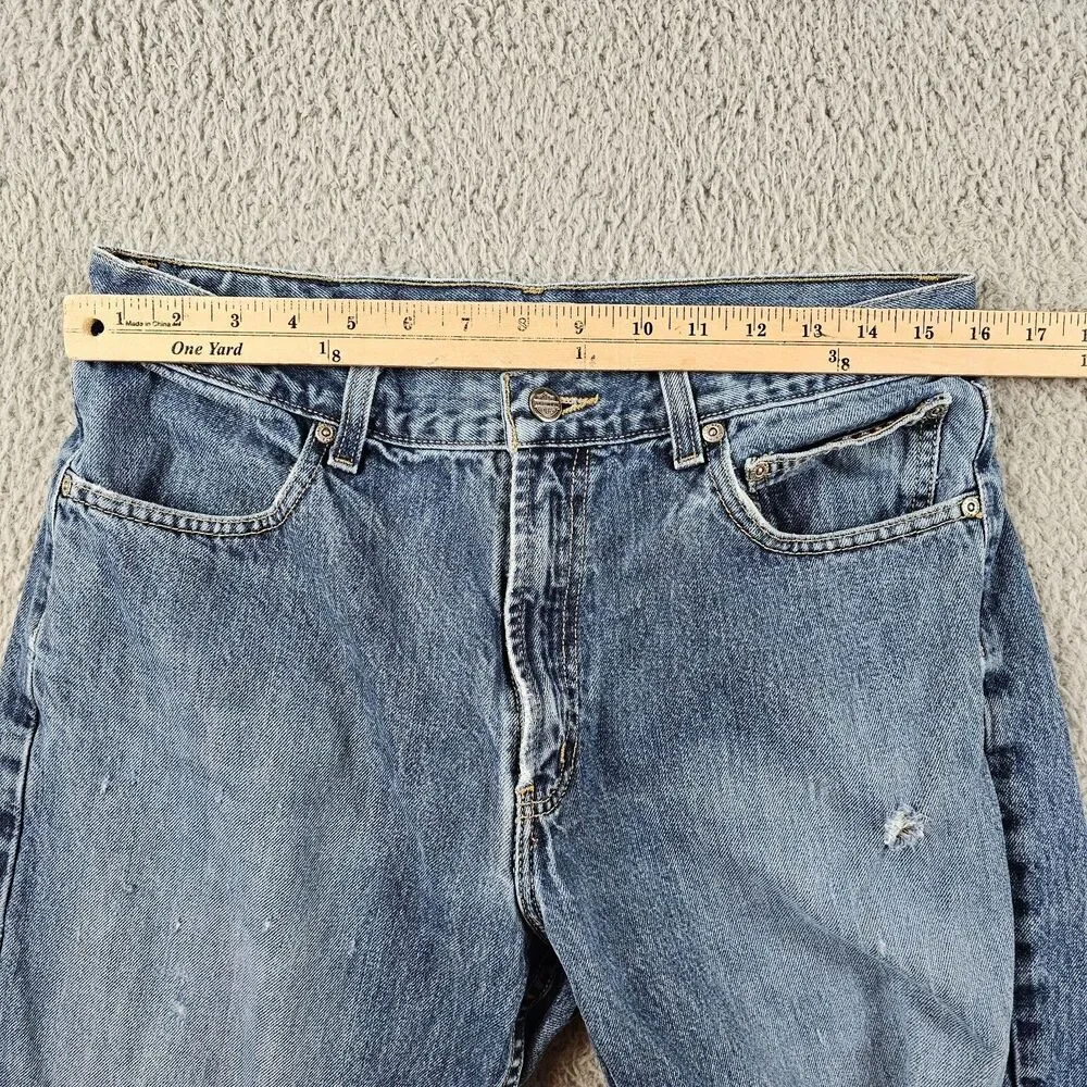 Harley Davidson Jeans Men 32x29 Blue Denim Distressed Biker Grunge Skater Cotton